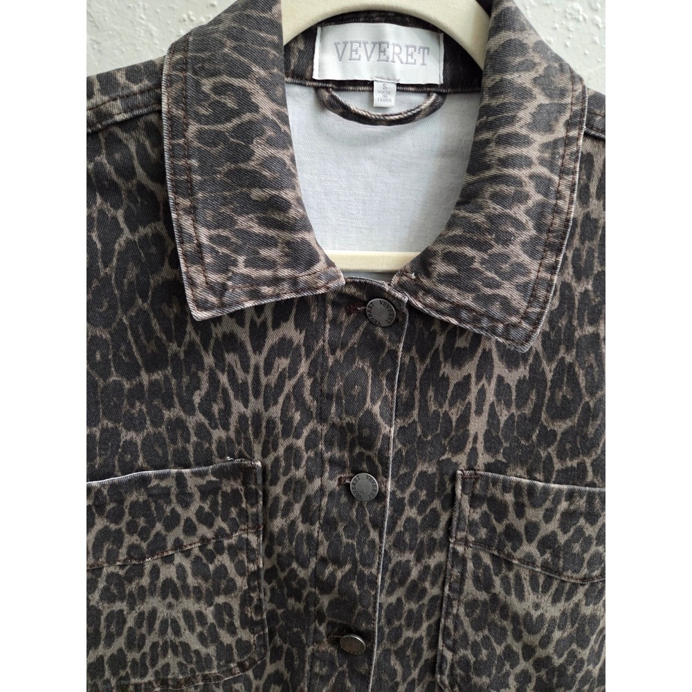 J190. Leopard Print Denim Jacket - Picture 3 of 5
